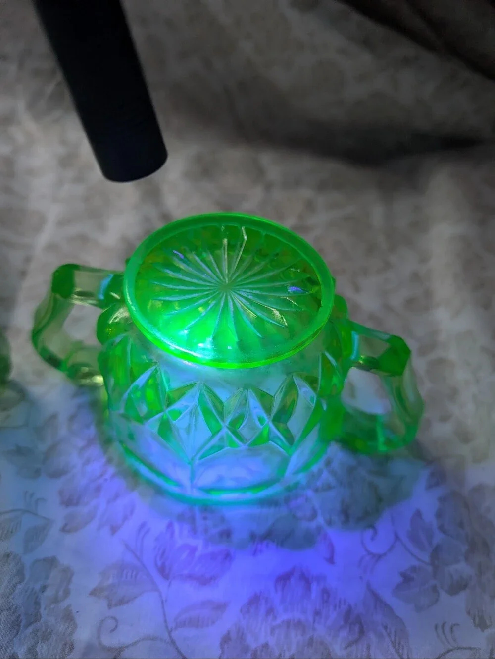 Vintage Green Depression Glass Creamer and Sugar Bowl Set